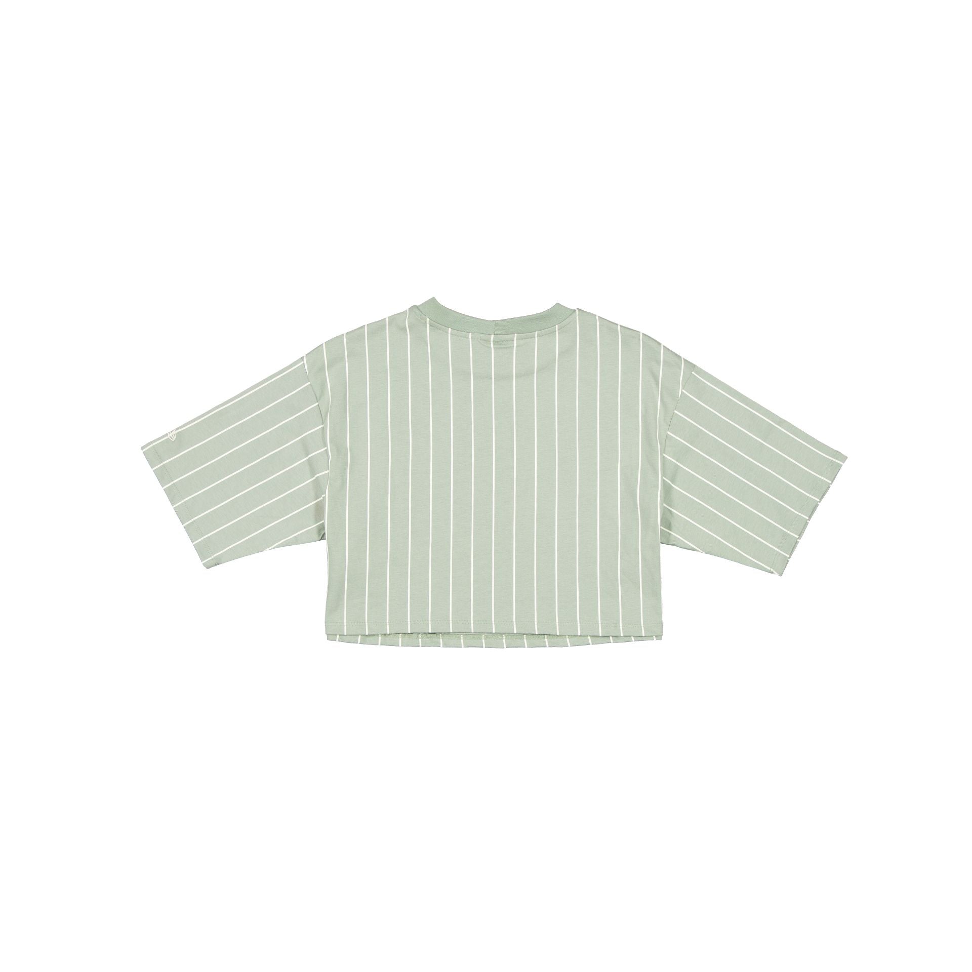 New Era Cap Women's Cropped Everest Green Pinstripe T-Shirt - Image 2