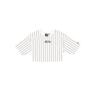 New Era Cap Women's Cropped Optic White Pinstripe T-Shirt