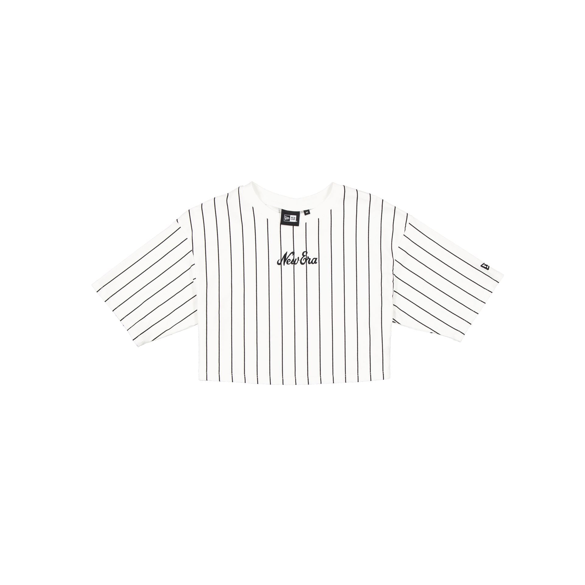 New Era Cap Women's Cropped Optic White Pinstripe T-Shirt