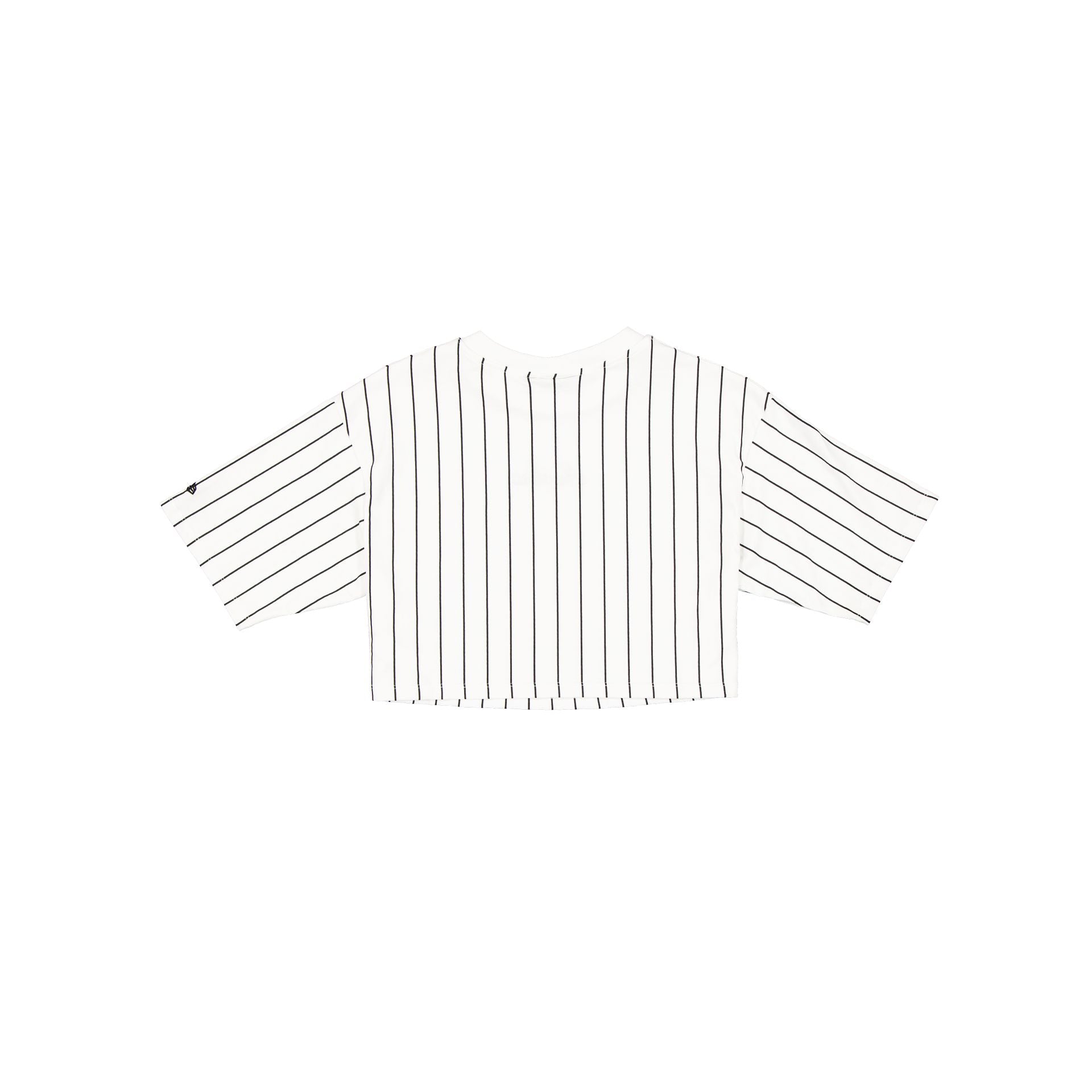 New Era Cap Women's Cropped Optic White Pinstripe T-Shirt - Image 2