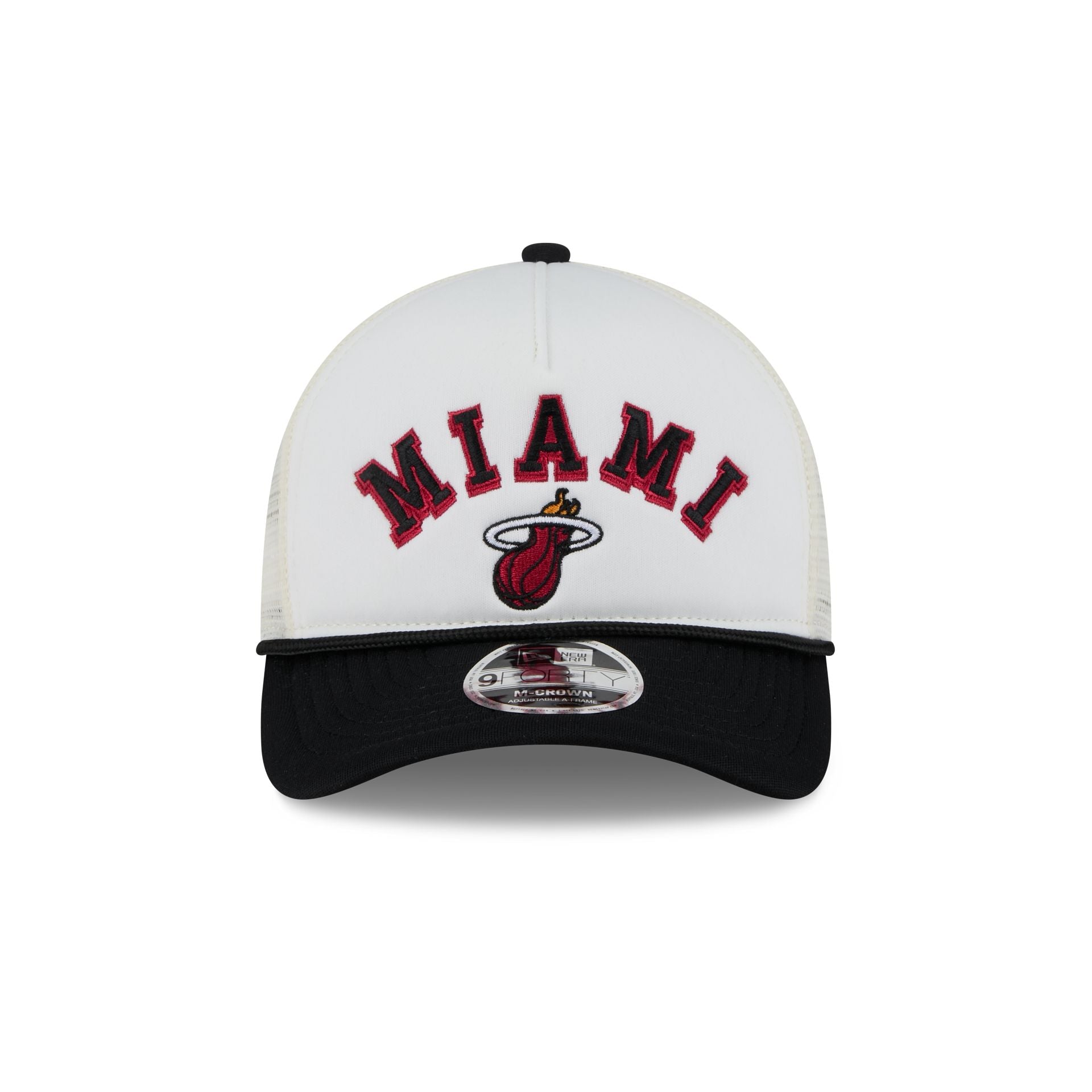 Miami Heat Chrome Arch 9FORTY M-Crown A-Frame Trucker Hat - Image 2