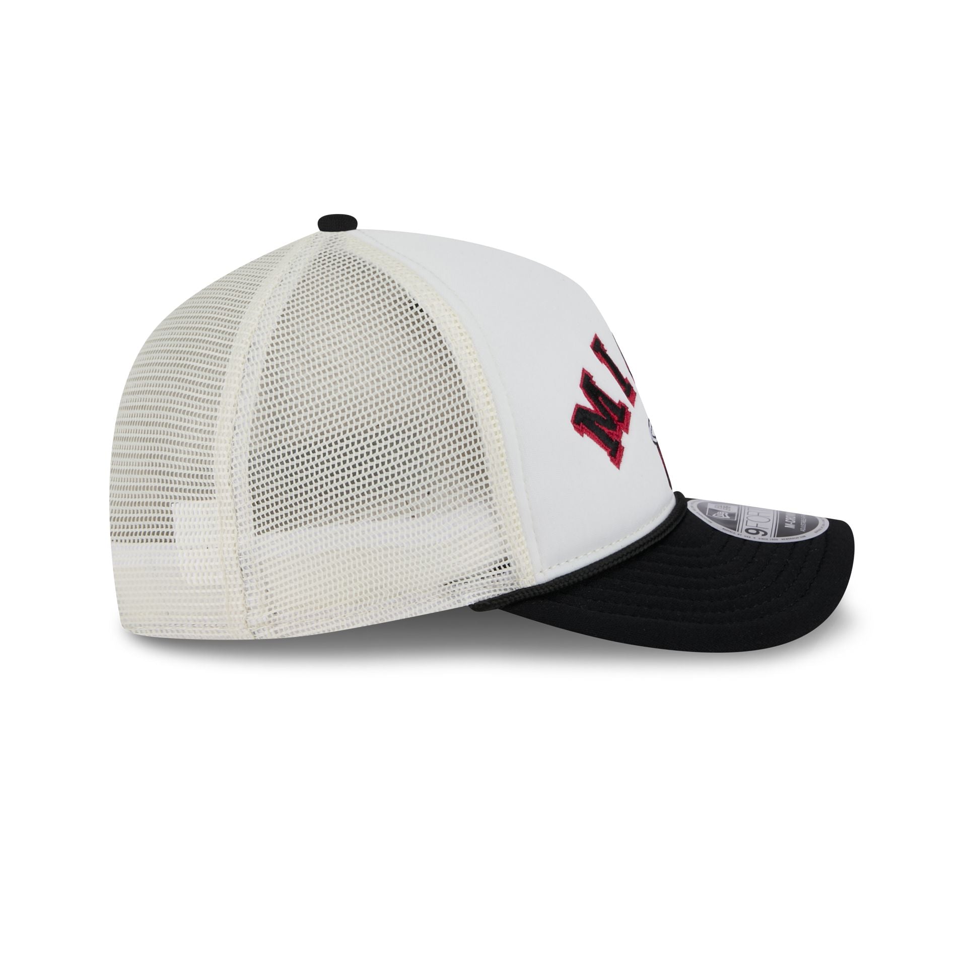 Miami Heat Chrome Arch 9FORTY M-Crown A-Frame Trucker Hat - Image 5