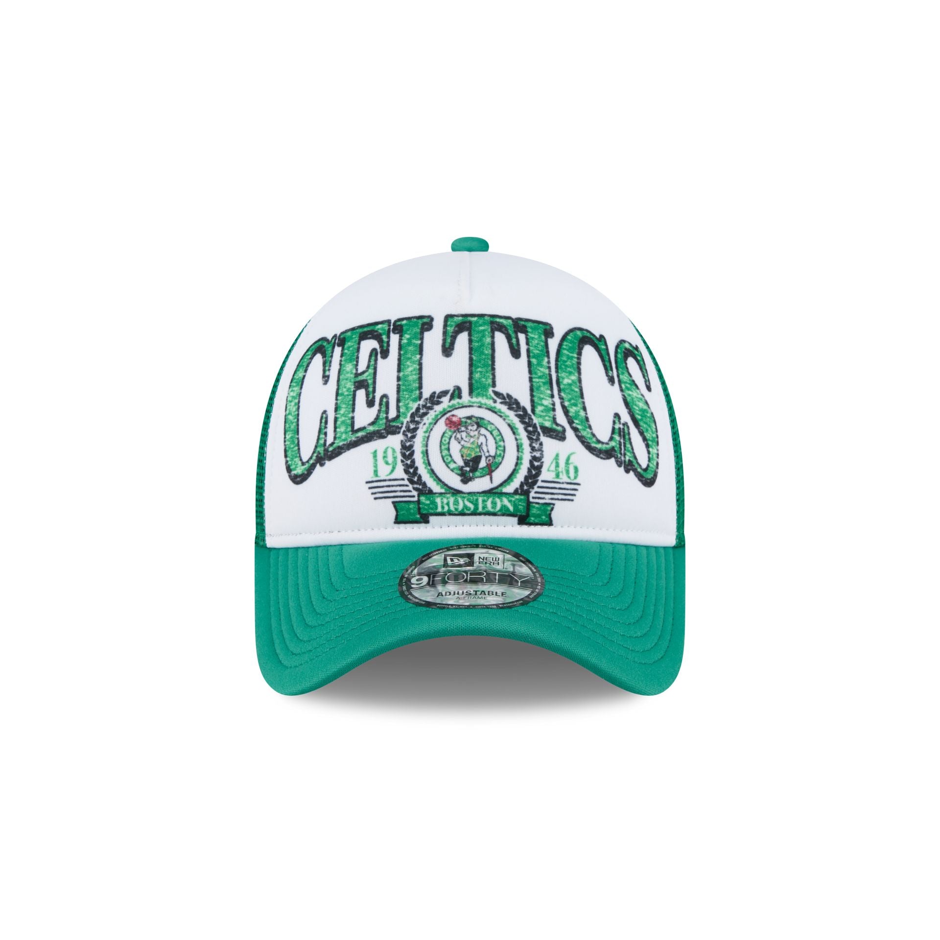 Boston Celtics Distressed 9FORTY A-Frame Trucker Hat - Image 2