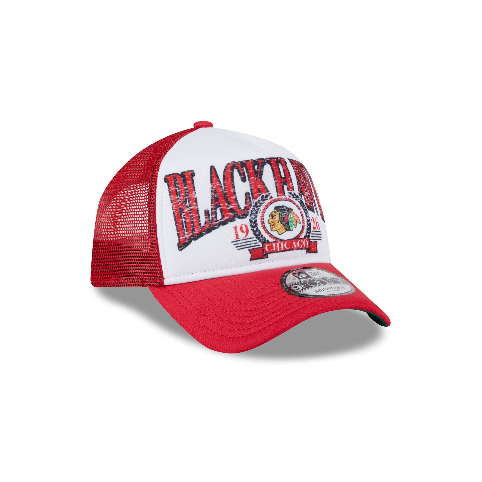 Chicago Blackhawks Distressed 9FORTY A-Frame Trucker Hat - Image 3