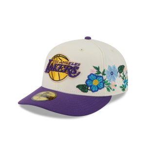 Los Angeles Lakers Tonal Florals White 59FIFTY Fitted Hat