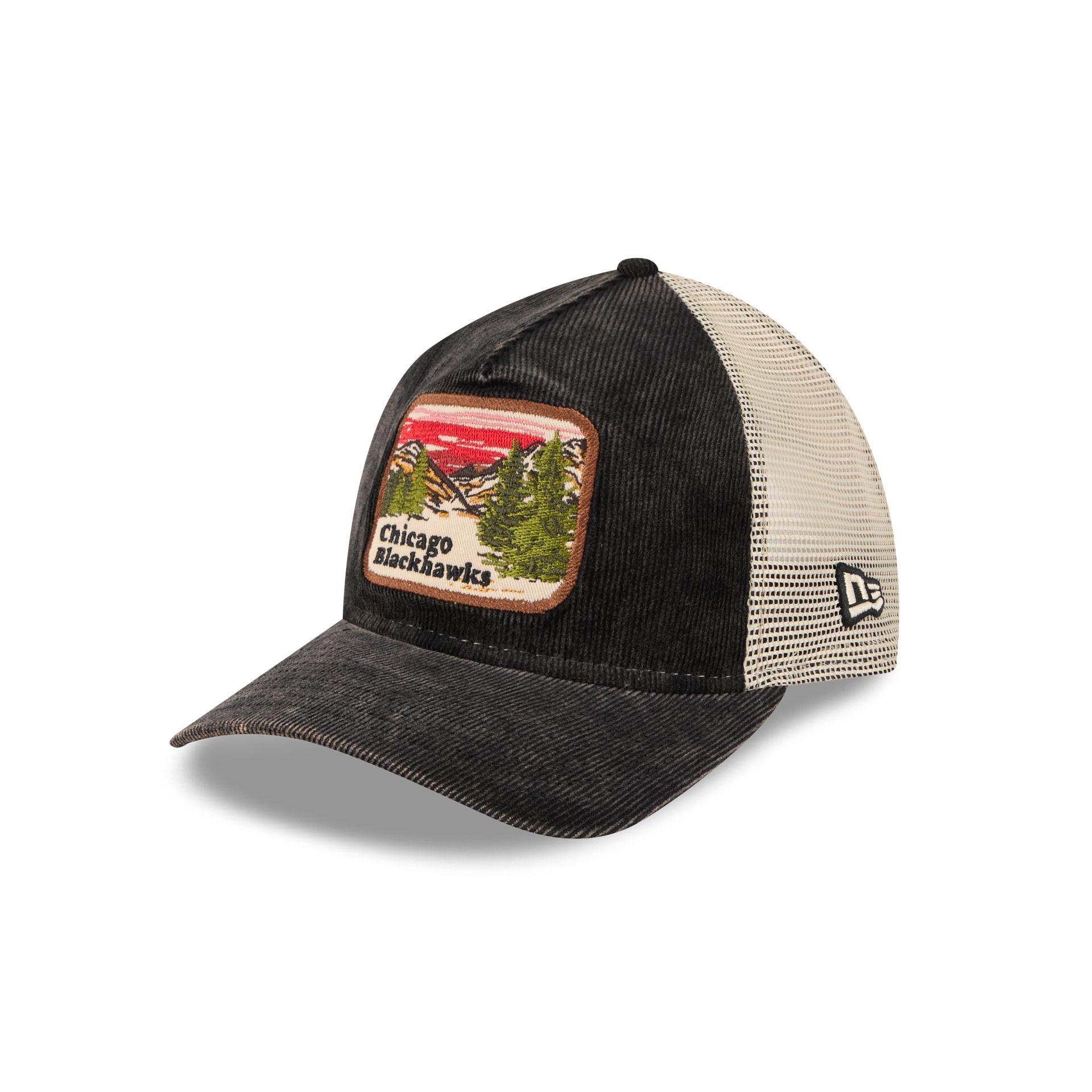 Chicago Blackhawks Vintage Landscape 9TWENTY A-Frame Trucker Hat - Image 3