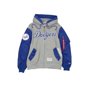 Alpha Industries x Los Angeles Dodgers Gray MA-1 Full Zip Fleece Jacket