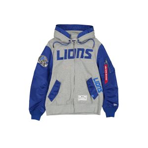 Alpha Industries x Detroit Lions Gray MA-1 Full Zip Fleece Jacket
