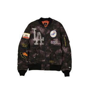 Alpha Industries x Los Angeles Dodgers Black Camo MA-1 Bomber Jacket