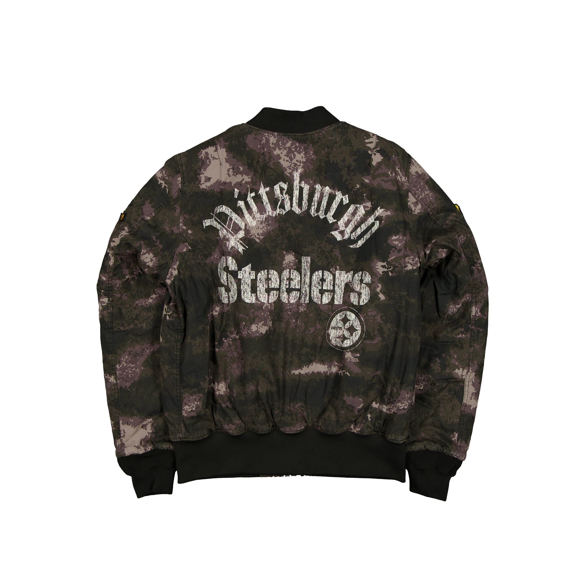 Alpha Industries x Pittsburgh Steelers Black Camo MA-1 Bomber Jacket - Image 3
