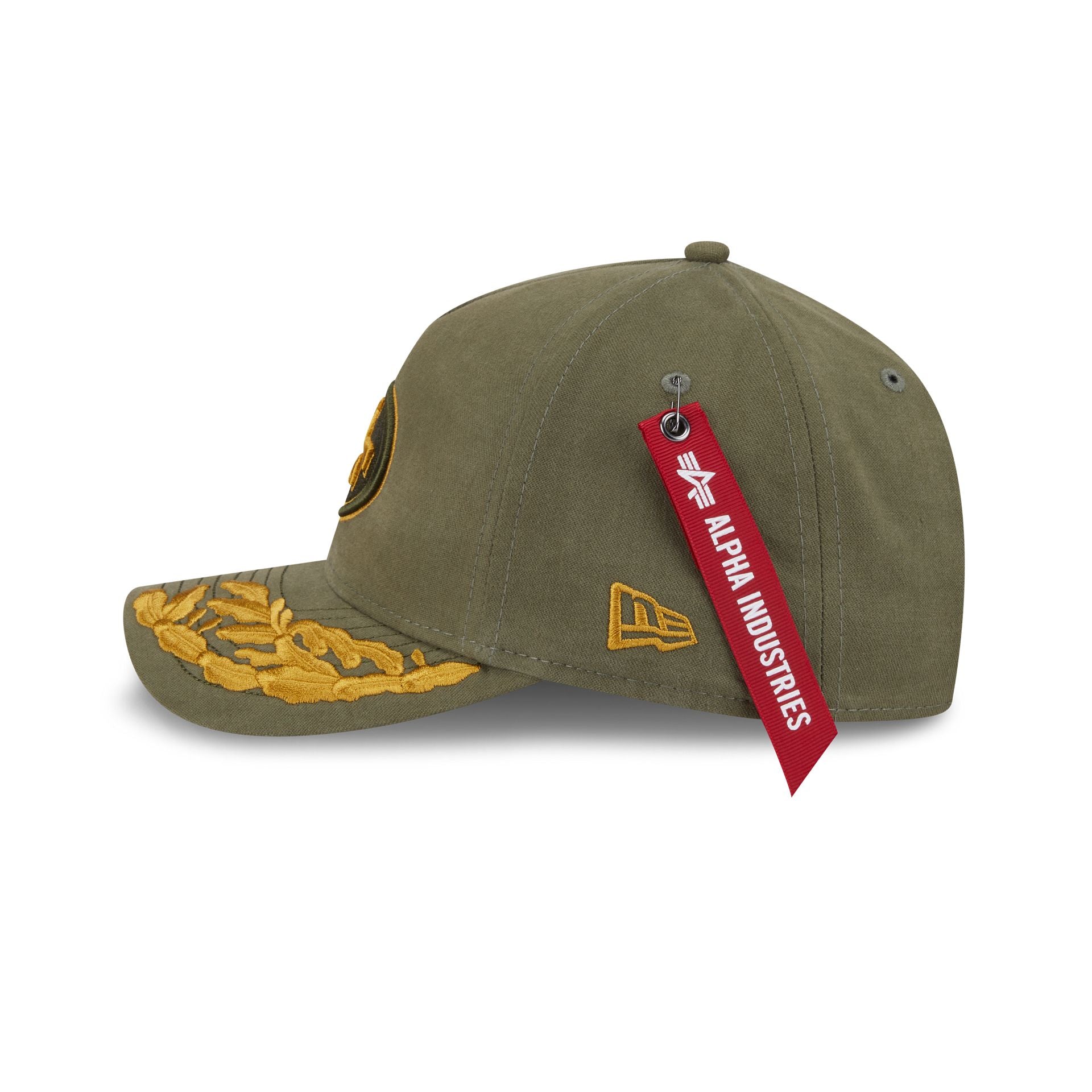 Alpha Industries x San Francisco 49ers Olive Green 9FORTY M-Crown A-Frame Snapback Hat - Image 4