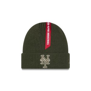 Alpha Industries x New York Mets Olive Green Cuff Knit Hat