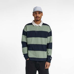New Era Branded Cut and Sew Block Navy Long Sleeve Rugby Shirt