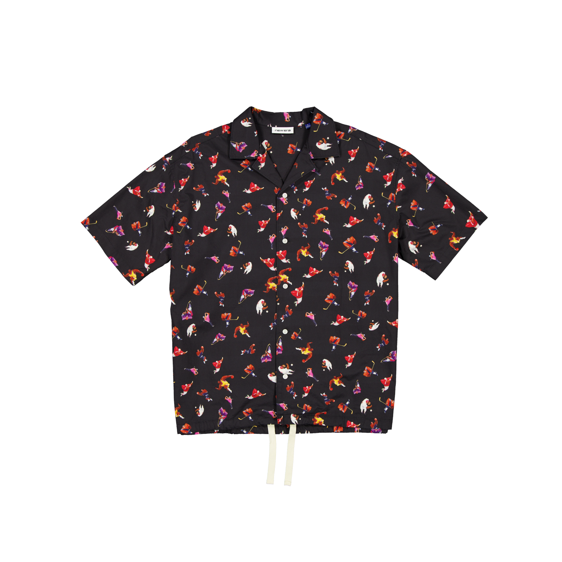 New Era Branded Resort Black Open Collared Shirt - Image 2