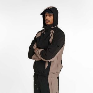 New Era Branded Retro-Tech NE2K Black Half-Zip Track Pullover