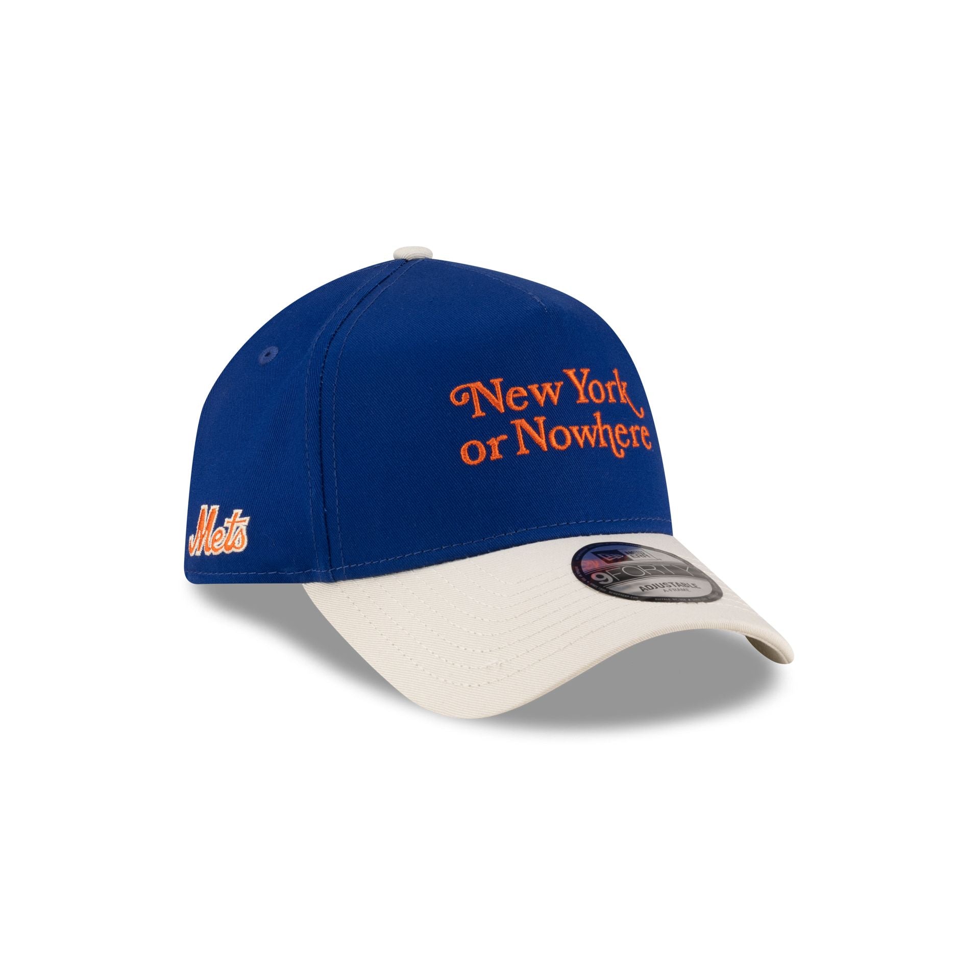 New York or Nowhere x New York Mets Light Royal Wordmark 9FORTY A-Frame Snapback Hat