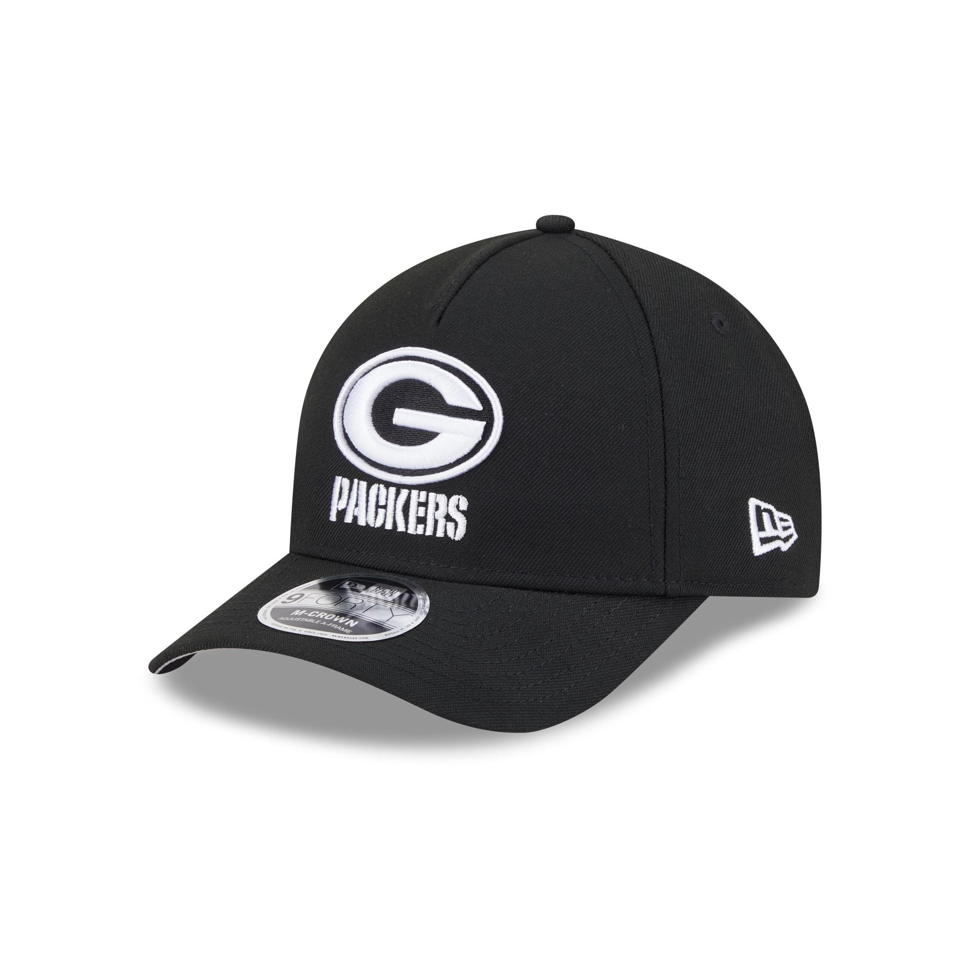Green Bay Packers Black & White 9FORTY M-Crown A-Frame Snapback Hat