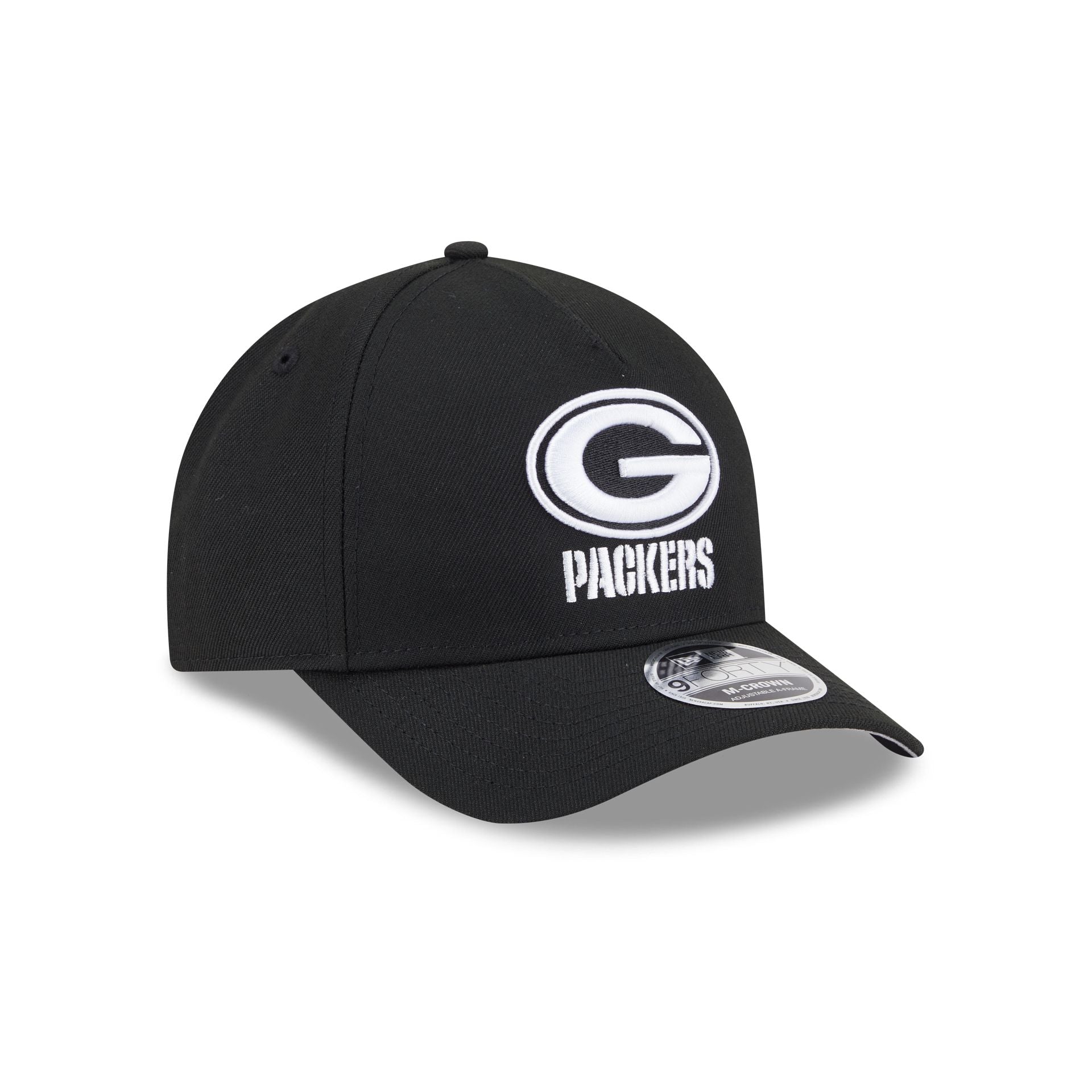 Green Bay Packers Black & White 9FORTY M-Crown A-Frame Snapback Hat - Image 3