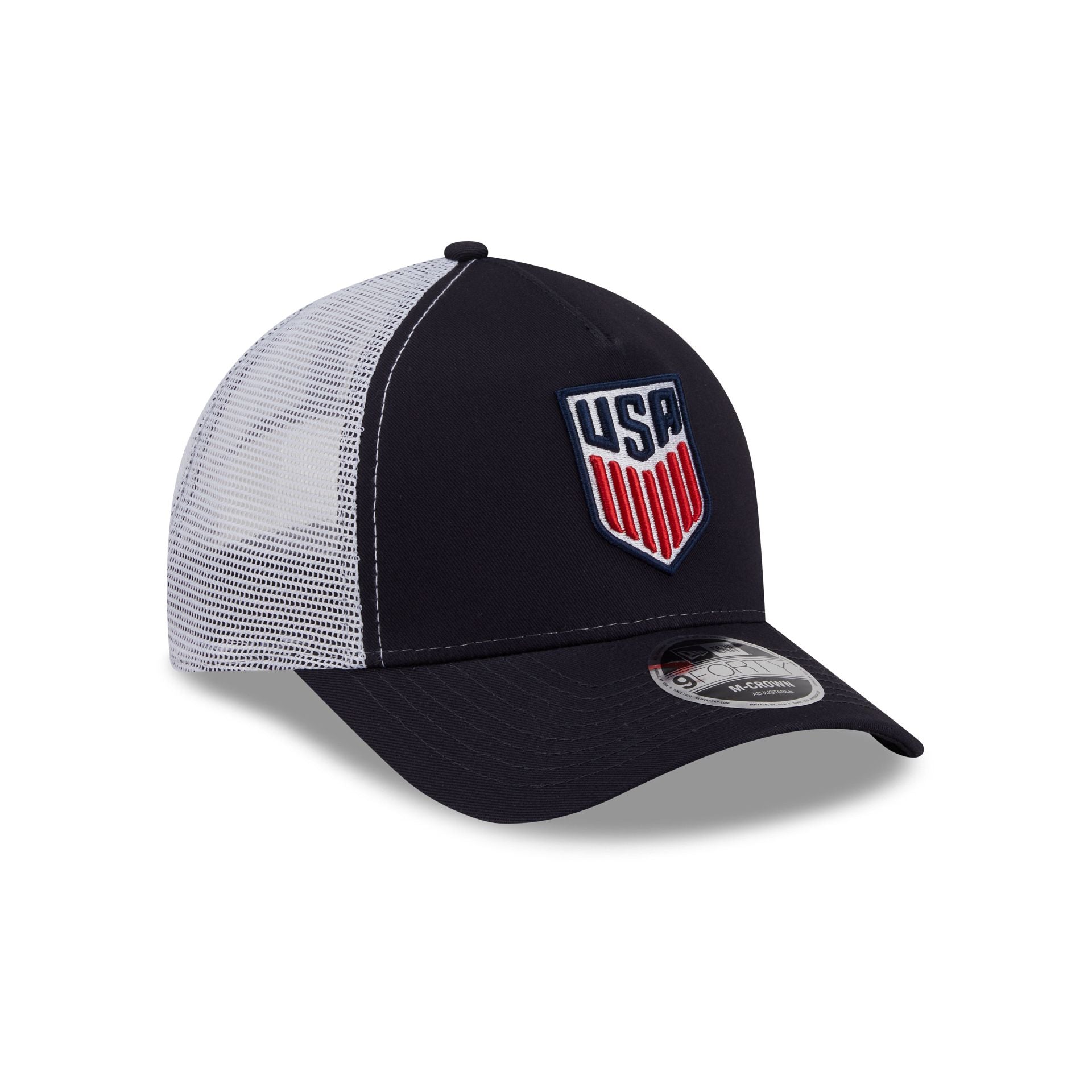US Soccer Men's National Team Navy 9FORTY M-Crown A-Frame Trucker Hat - Image 3