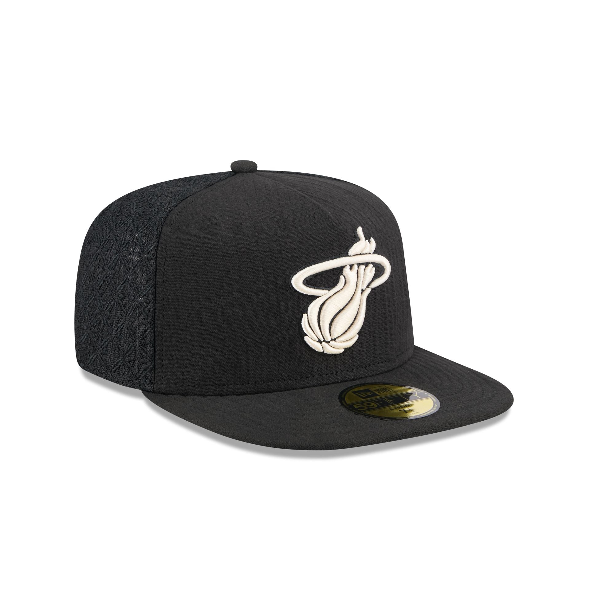 Miami Heat Black Mesh 59FIFTY A-Frame Fitted Hat - Image 3