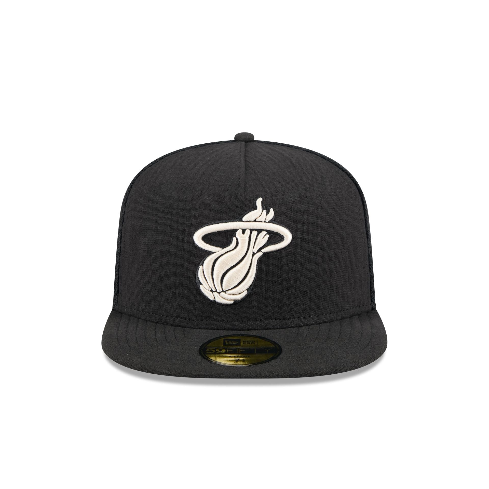 Miami Heat Black Mesh 59FIFTY A-Frame Fitted Hat - Image 2