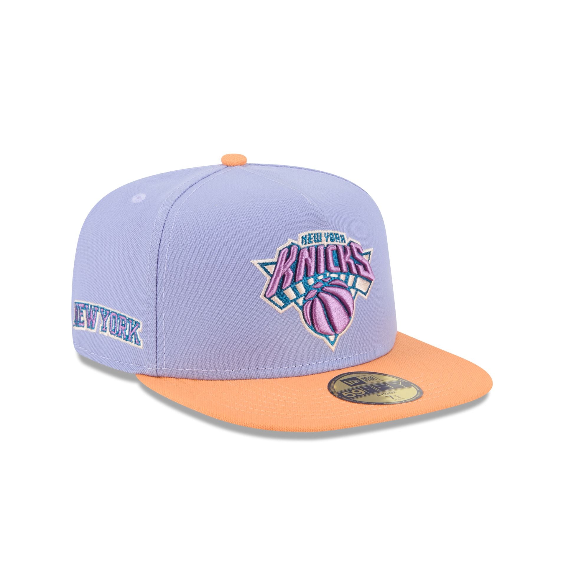 New York Knicks Lavender 59FIFTY A-Frame Fitted Hat