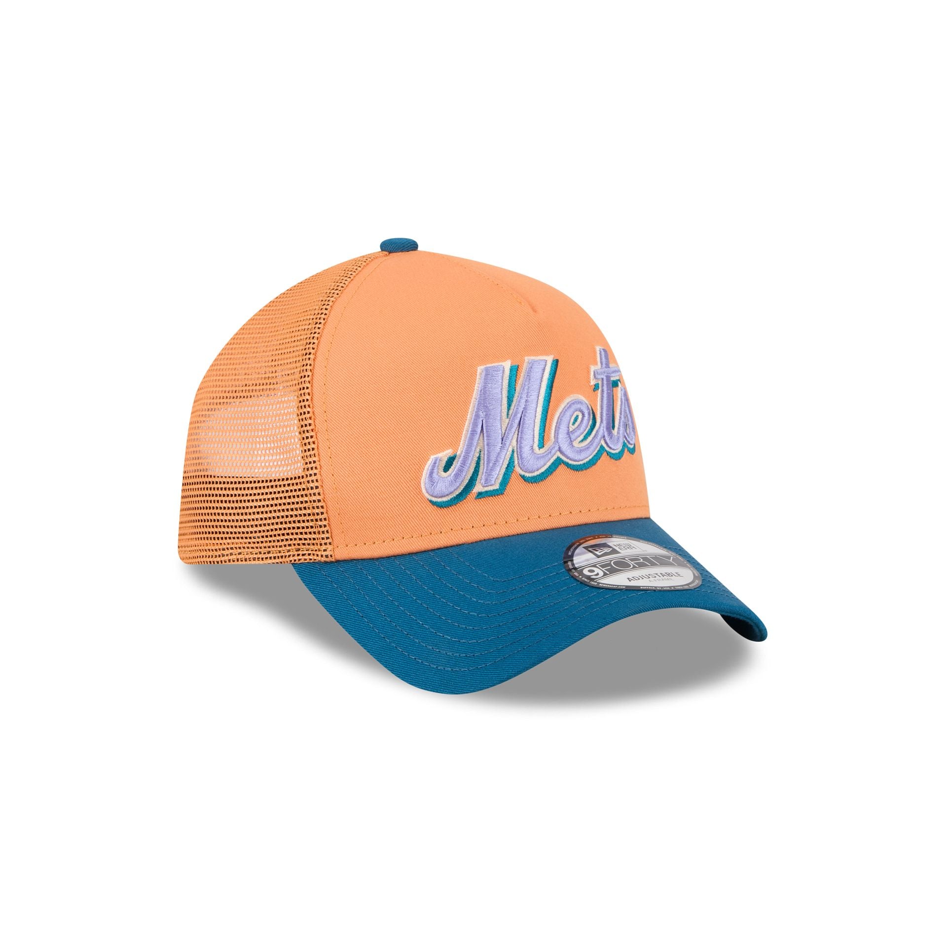New York Mets Orange Glaze 9FORTY A-Frame Trucker Hat - Image 3