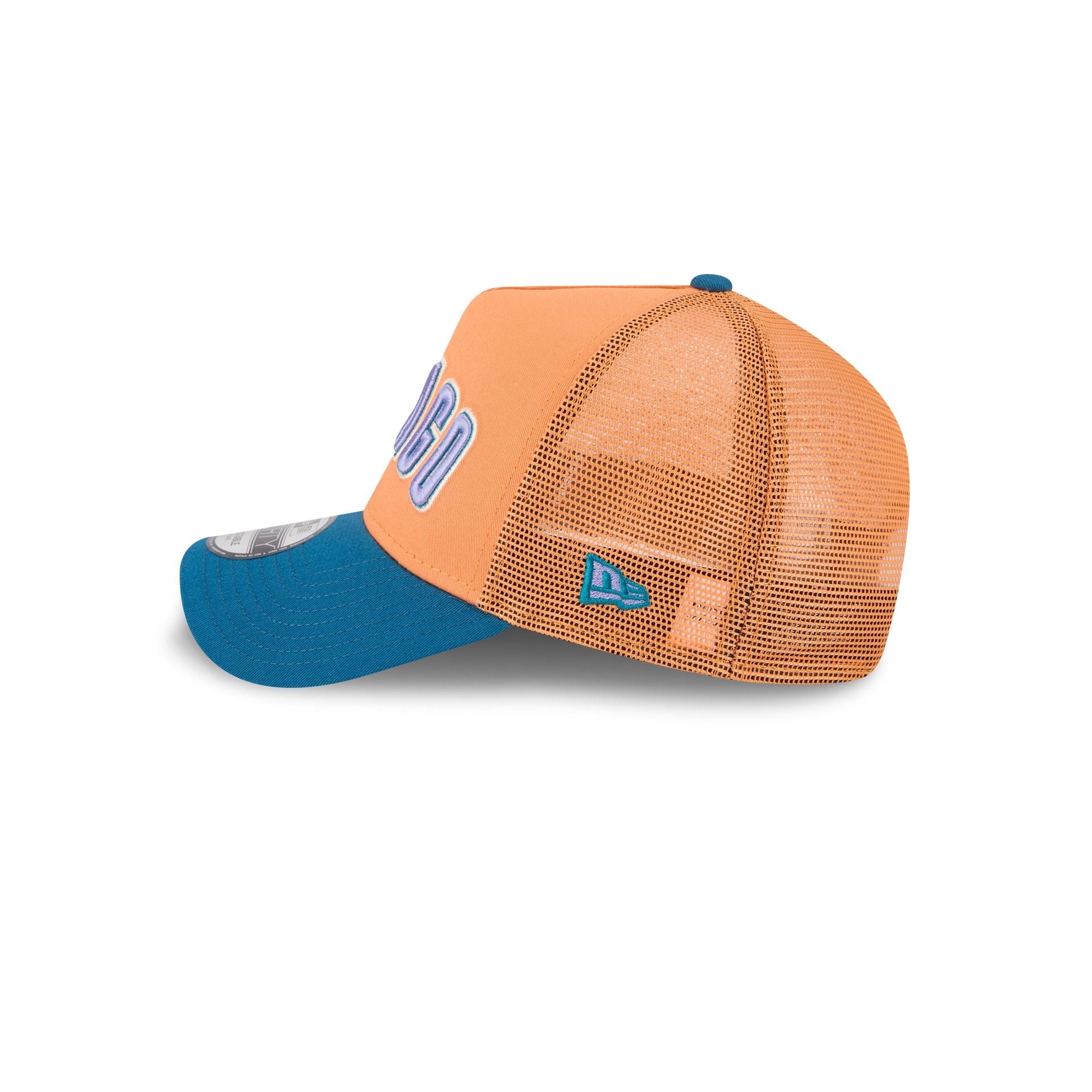 Chicago Cubs Orange Glaze 9FORTY A-Frame Trucker Hat - Image 4