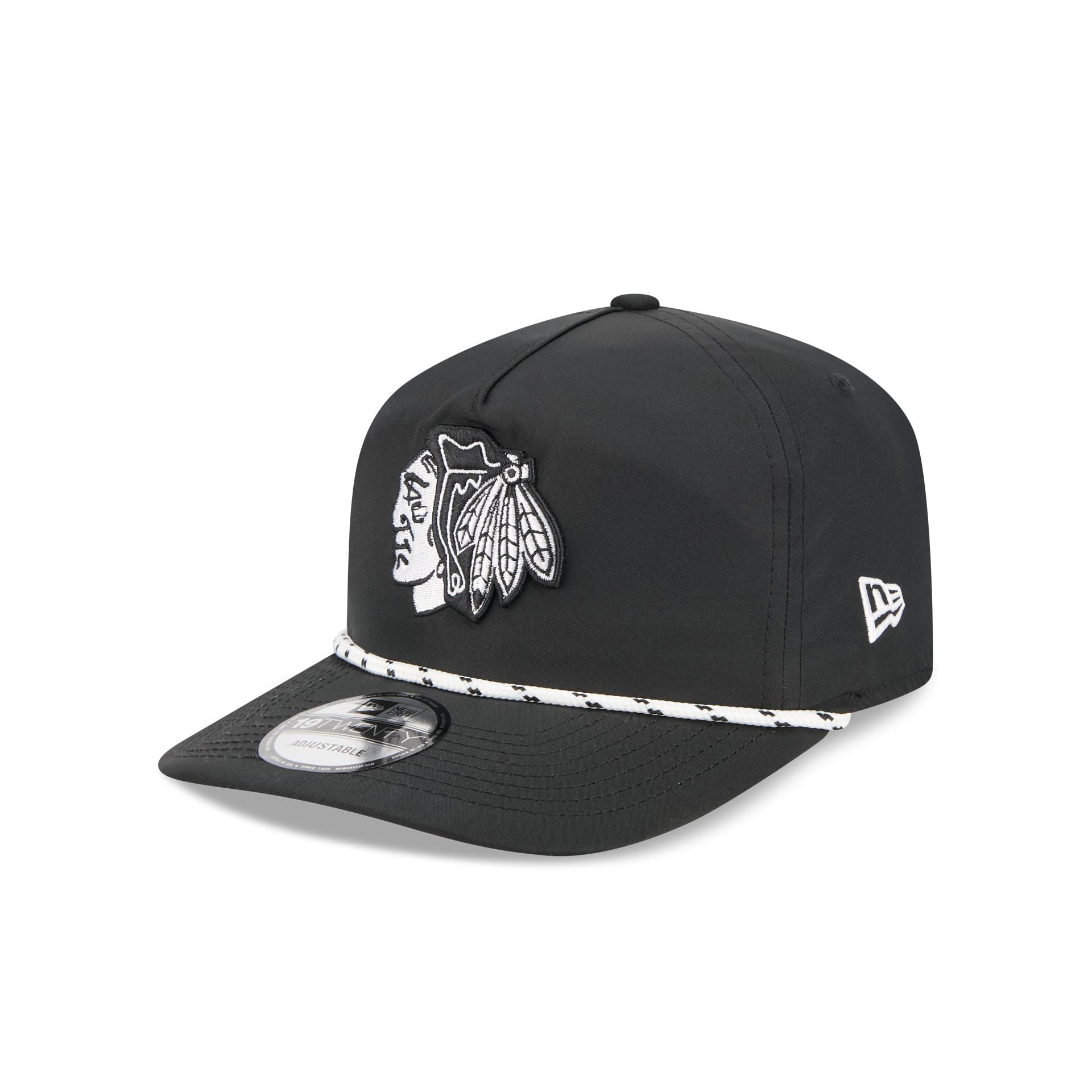 Chicago Blackhawks Black and White Rope 19TWENTY Snapback Hat