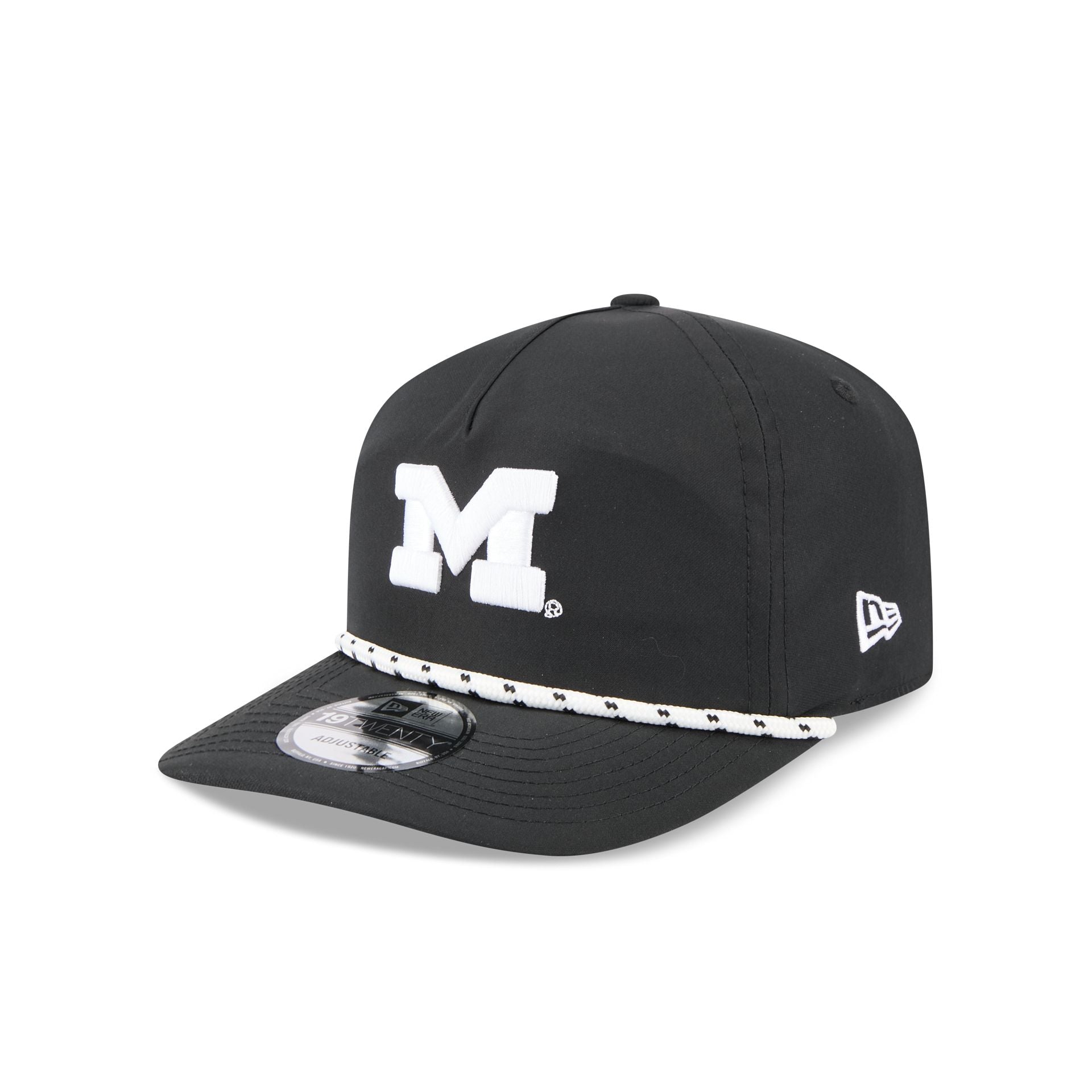 Michigan Wolverines Black and White Rope 19TWENTY Snapback Hat