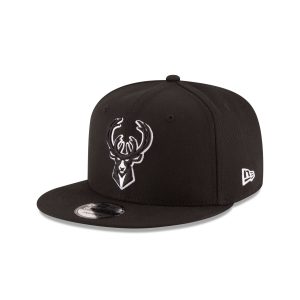 Milwaukee Bucks Basic Black & White 9FIFTY Snapback Hat