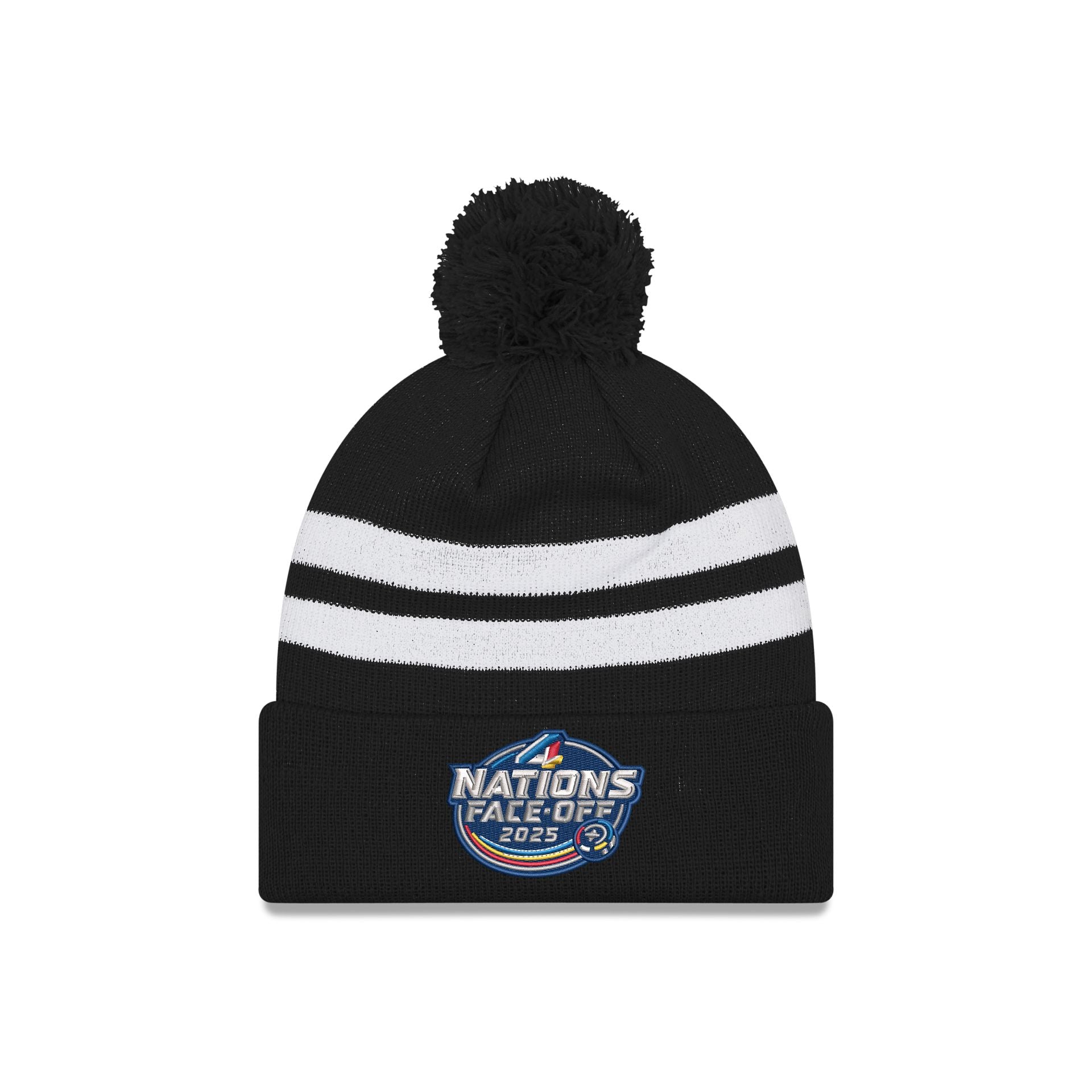 Canada 2025 4 Nations Face-Off Black Pom Knit Hat - Image 2